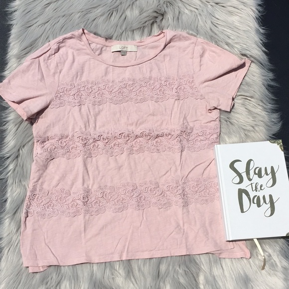 LOFT Tops - Pink Lace Shirt